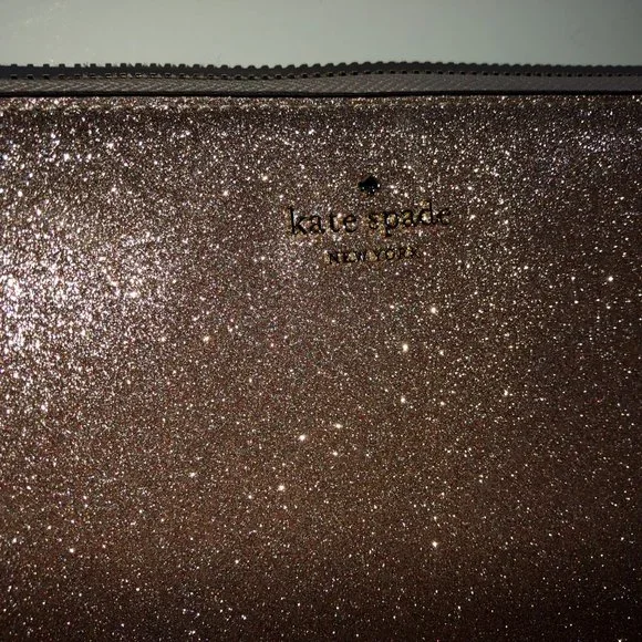 Kate Spade Tinsel Rose Gold Glitter Laptop Tablet Sleeve Case Pink Gift Bag Set Sleeves